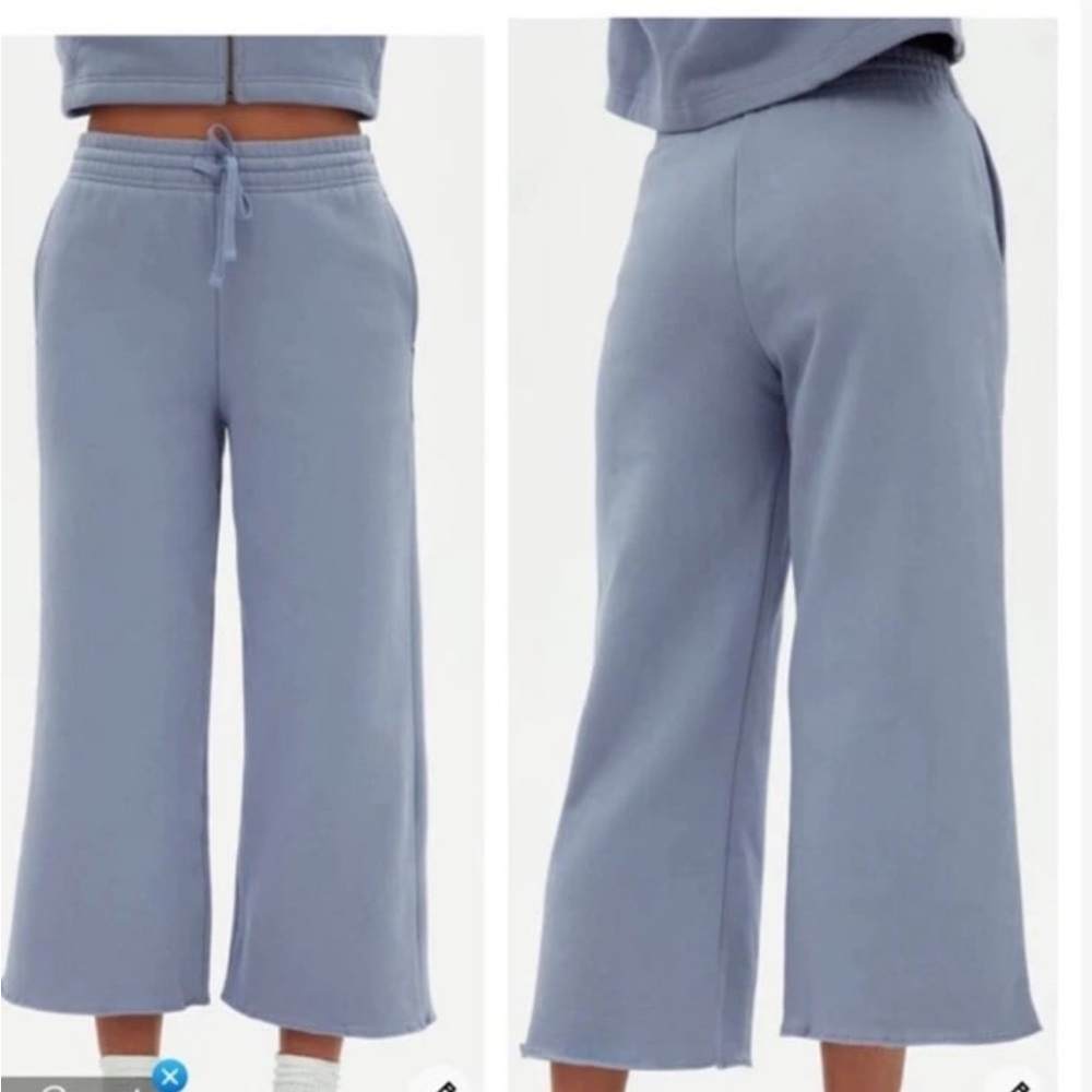 GIRLFRIEND COLLECTIVE 50/50 Wide Leg Organic Cotton Sweatpants Womens Small Blue